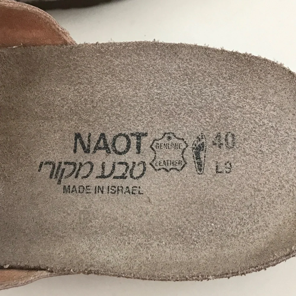 NAOT Leopard Print Sandal Leather Metallic Rose Gold Althea Women’s Size 9